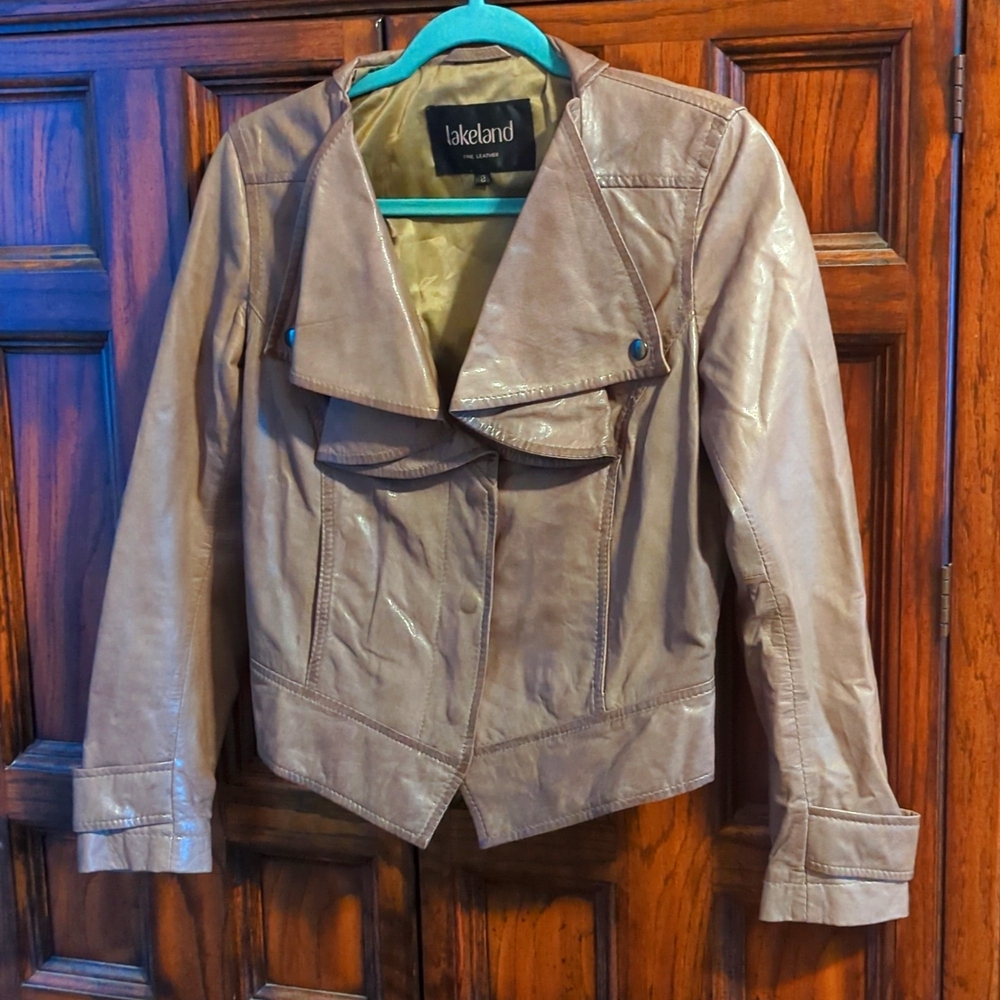 Lakeland real leather ruffle lapel jacket